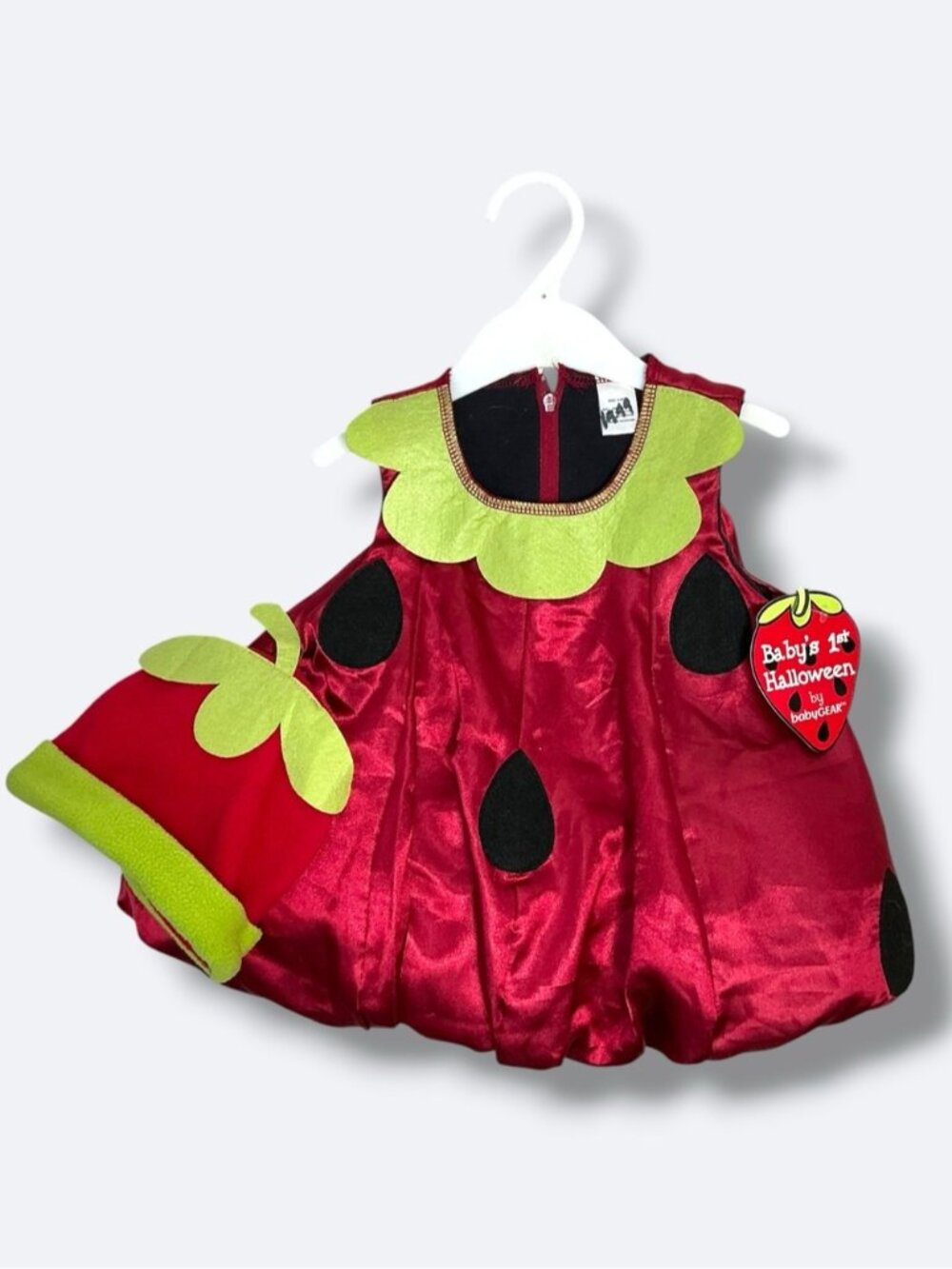 BabyGear Strawberry Halloween Costume Bubble Body Beanie Hat Infant 0-6 months - Picture 3 of 15
